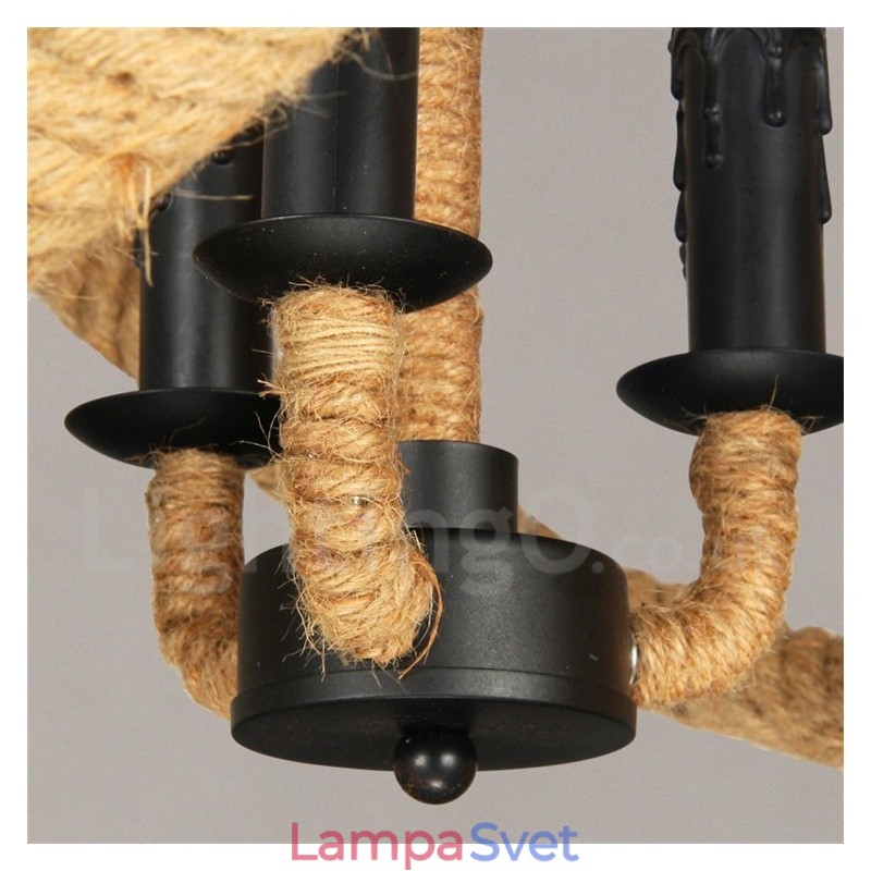 Vidiecke konopné lano 3 Light Vintage Pendant Light