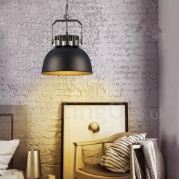 Čierna vidiecka vintage kovová závesná lampa