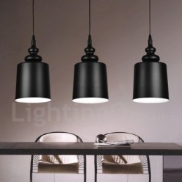 Čierna moderná súčasná 3 svetelná závesná lampa