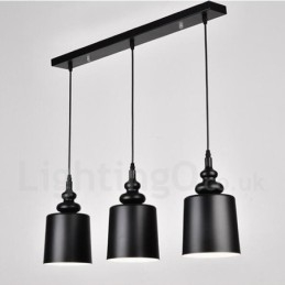 Čierna moderná súčasná 3 svetelná závesná lampa