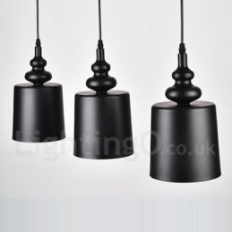 Čierna moderná súčasná 3 svetelná závesná lampa
