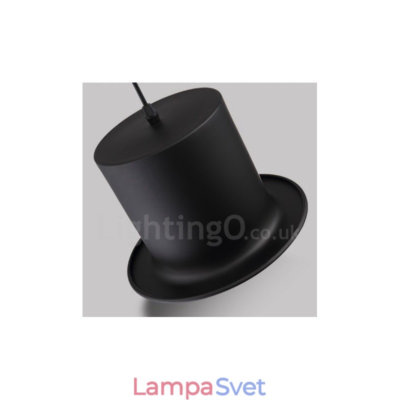 Čierny kovový klobúk Shape 1 Light Retro Vintage Pendant Light