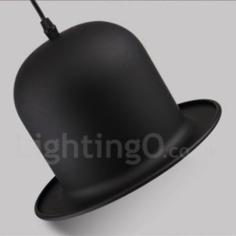 Čierny kovový klobúk Shape 1 Light Retro Vintage Pendant Light