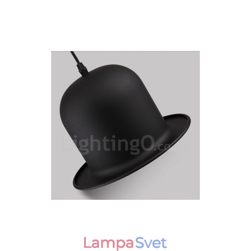 Čierny kovový klobúk Shape 1 Light Retro Vintage Pendant Light