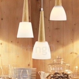 Drevené závesné svietidlo Rustic Lodge so skleneným tienidlom