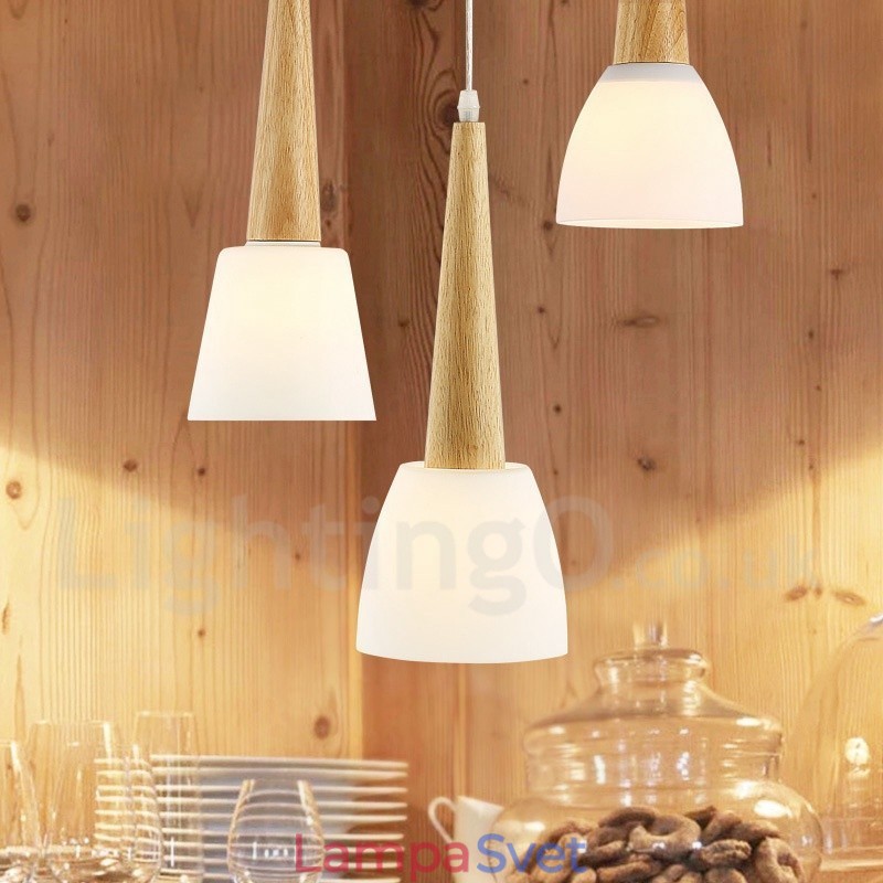 Drevené závesné svietidlo Rustic Lodge so skleneným tienidlom