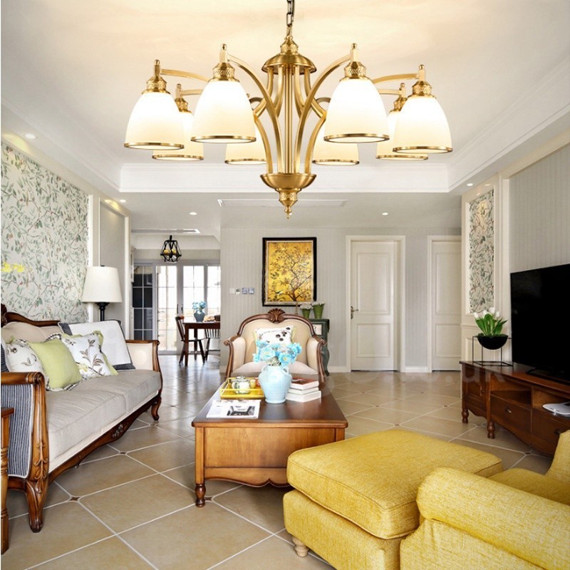 8 Ľahký rustikálny integrovaný kovový medený luster