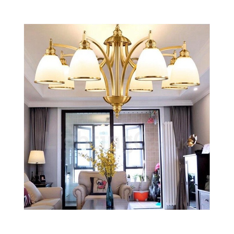 8 Ľahký rustikálny integrovaný kovový medený luster