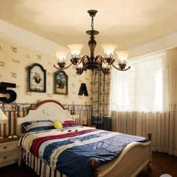 6 Integrovaný kovový luster Light Rustic Lodge