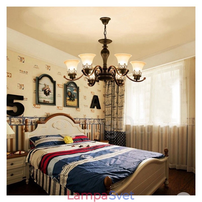 6 Integrovaný kovový luster Light Rustic Lodge