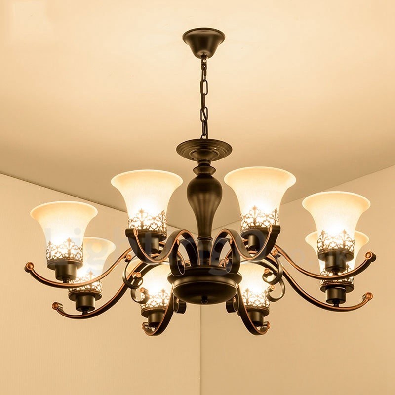8 Integrovaný kovový luster Light Rustic Lodge