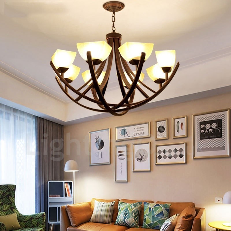 8 Integrovaný kovový luster Light Rustic Lodge