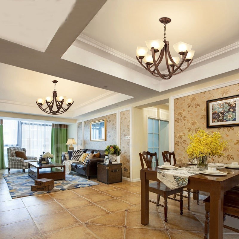 8 Integrovaný kovový luster Light Rustic Lodge