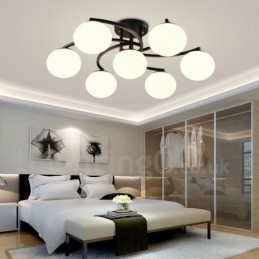 7 Ľahký rustikálny integrovaný luster Lodge so skleneným tienidlom