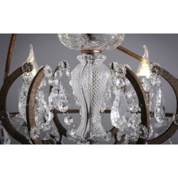 Priemer 60CM 80CM Vintage Crystal Painting Kovový luster Rusty Color Závesné svetlo