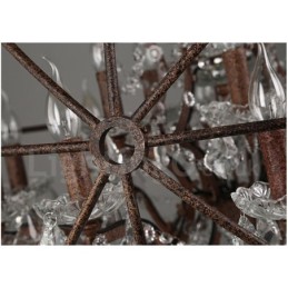 Priemer 60CM 80CM Vintage Crystal Painting Kovový luster Rusty Color Závesné svetlo