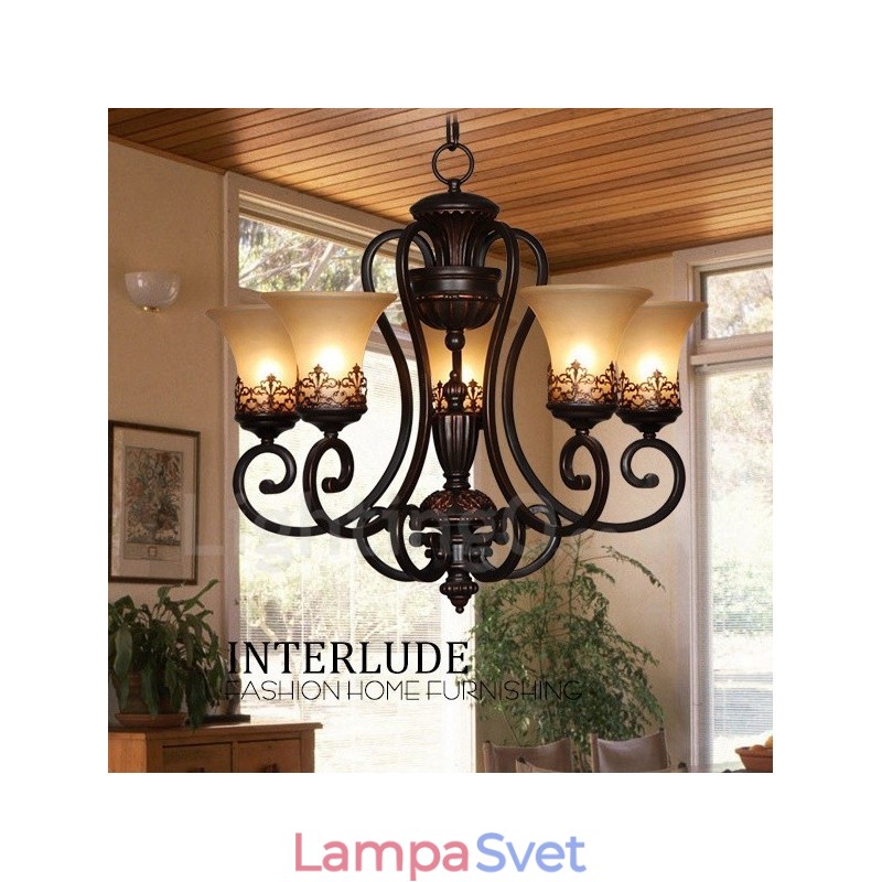 5 Integrovaný kovový luster Light Rustic Lodge