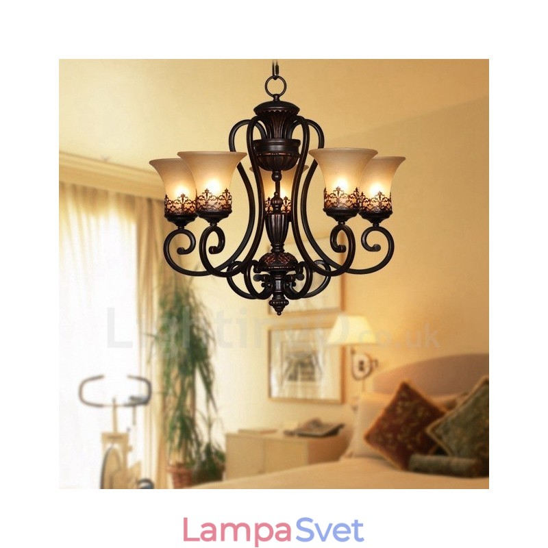 5 Integrovaný kovový luster Light Rustic Lodge