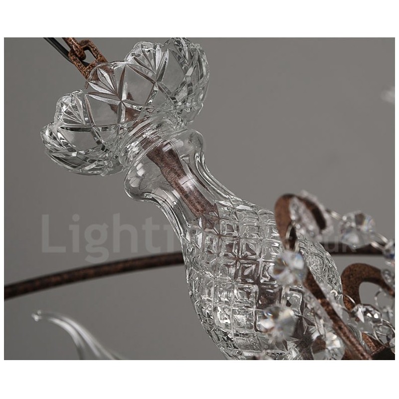 Priemer 60CM 80CM Vintage Crystal Painting Kovový luster Rusty Color Závesné svetlo