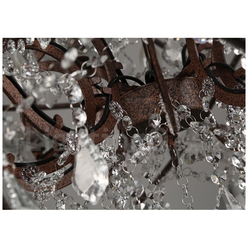 Priemer 60CM 80CM Vintage Crystal Painting Kovový luster Rusty Color Závesné svetlo