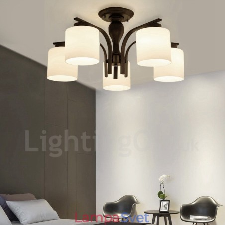 Integrovaný kovový luster 5 Light Country so skleneným tienidlom Integrovaný kovový luster 5 Light Country so skleneným tienidlom