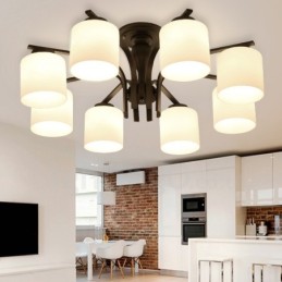 8 integrovaný kovový luster Light Country so skleneným tienidlom