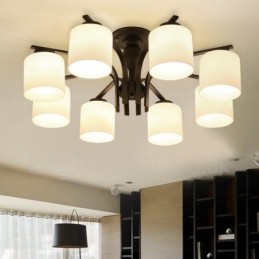 8 integrovaný kovový luster Light Country so skleneným tienidlom