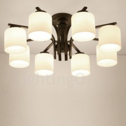 8 integrovaný kovový luster Light Country so skleneným tienidlom