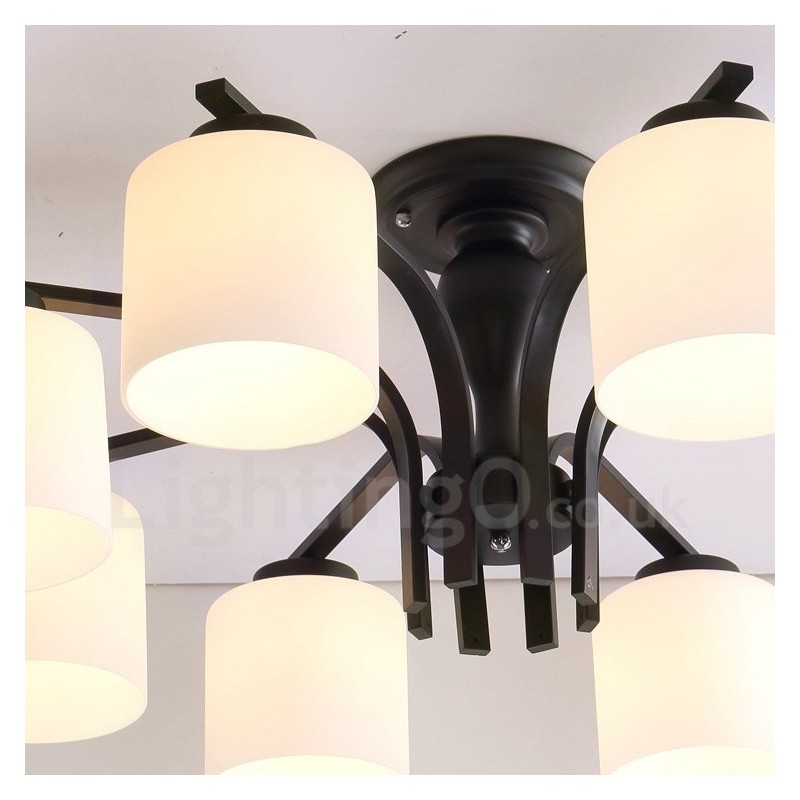 8 integrovaný kovový luster Light Country so skleneným tienidlom