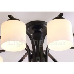 8 integrovaný kovový luster Light Country so skleneným tienidlom