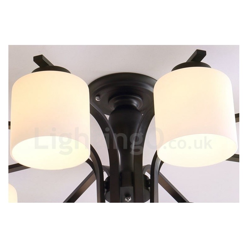 8 integrovaný kovový luster Light Country so skleneným tienidlom