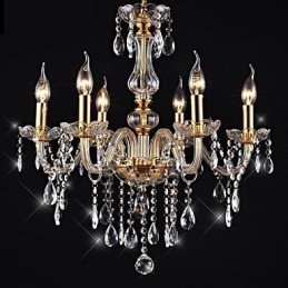 Luster 6 svetiel Golden Vintage s krištáľovými prvkami