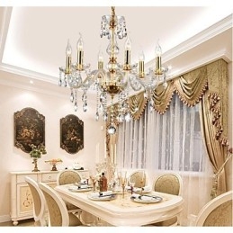 Luster 6 svetiel Golden Vintage s krištáľovými prvkami