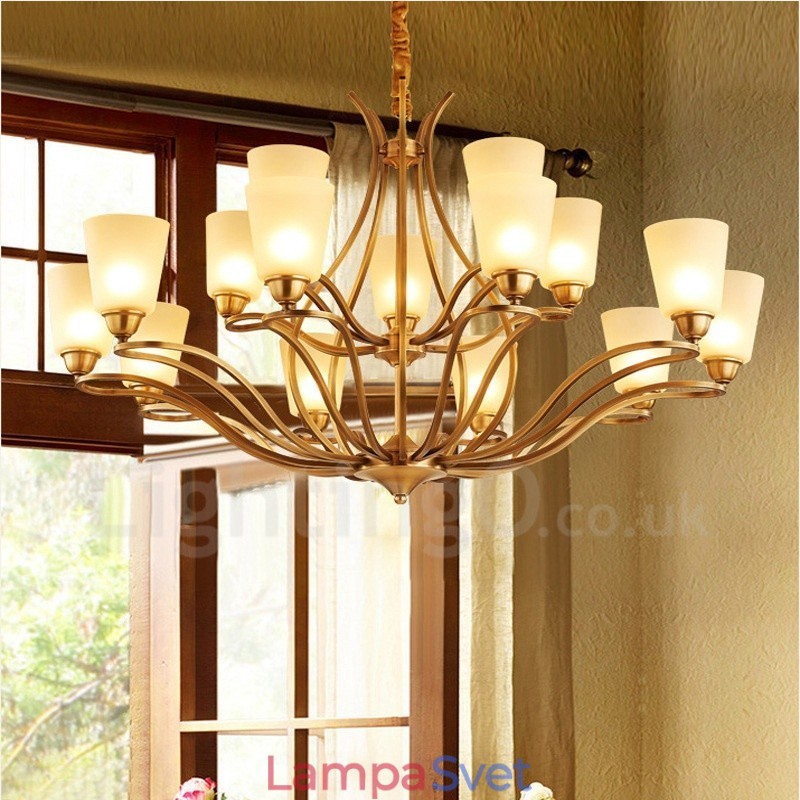 Integrovaný kovový luster 15 Light Rustic Lodge