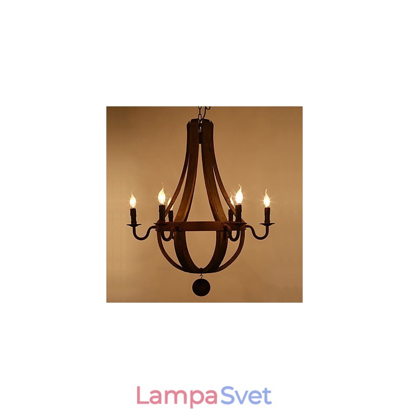 Vintage americký rustikálny drevený prívesok na víno Luster Lamp Liviing and Lamp