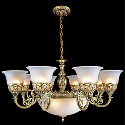 Bronzový luster Eleven Lights Moaré sklo European Retro Classic