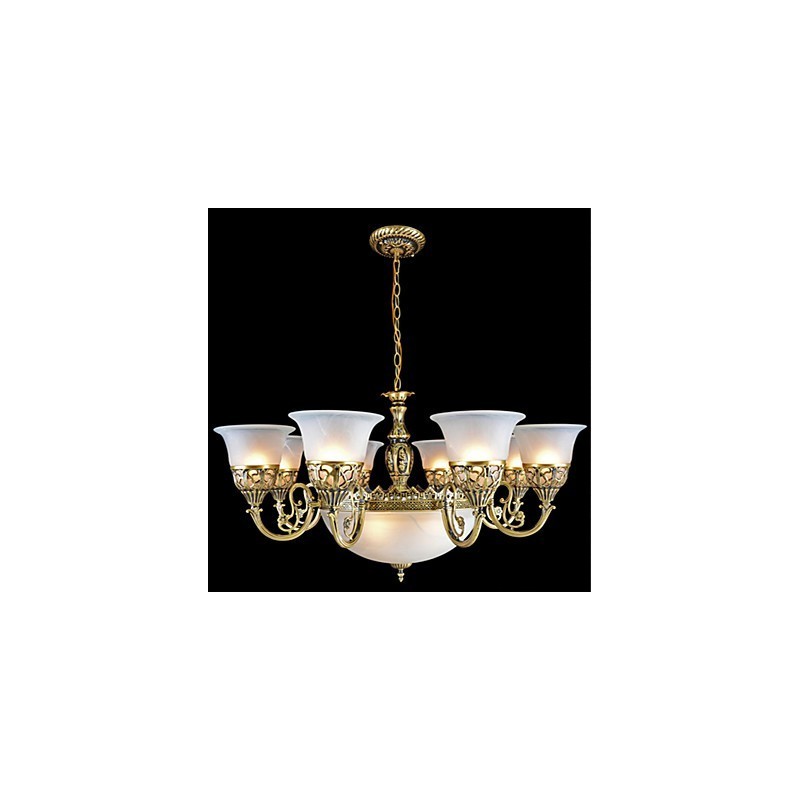 Bronzový luster Eleven Lights Moaré sklo European Retro Classic