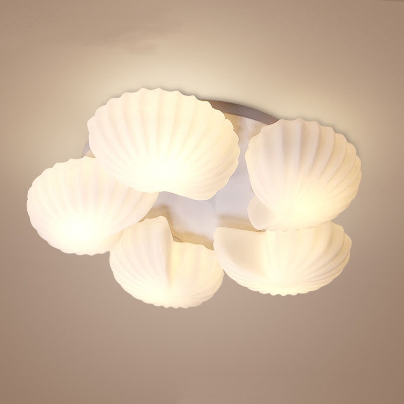 Conch 5 Light Traditional Classic Integrated Luster so skleneným tienidlom
