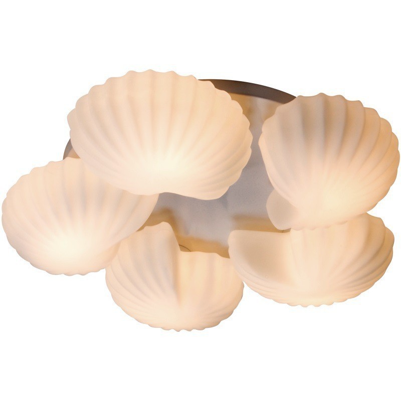 Conch 5 Light Traditional Classic Integrated Luster so skleneným tienidlom