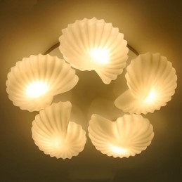 Conch 5 Light Traditional Classic Integrated Luster so skleneným tienidlom