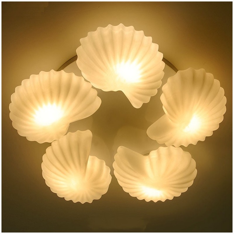 Conch 5 Light Traditional Classic Integrated Luster so skleneným tienidlom