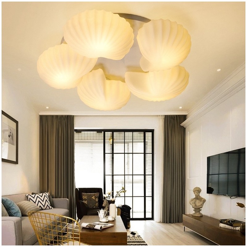 Conch 5 Light Traditional Classic Integrated Luster so skleneným tienidlom