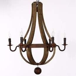 Vintage americký rustikálny drevený prívesok na víno Luster Lamp Liviing and Lamp