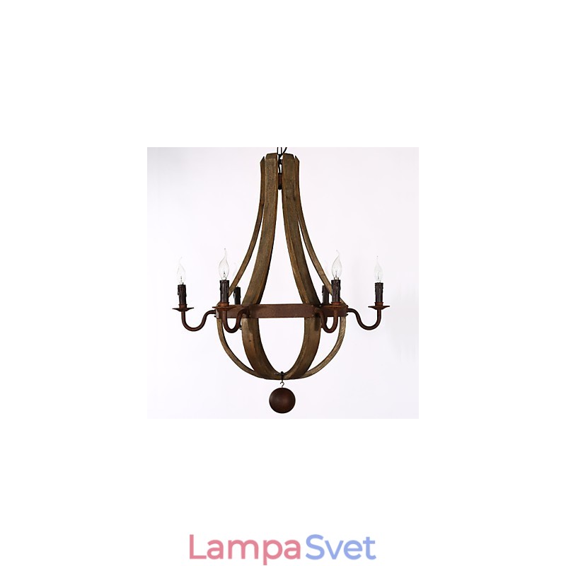 Vintage americký rustikálny drevený prívesok na víno Luster Lamp Liviing and Lamp