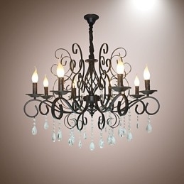 8 Hlava krištáľovej lampy európskeho štýlu s kovovým lustrovým osvetlením