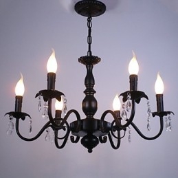 Luster sviečka v európskom štýle Krištáľová lampa Jednoduchá železná umelecká lampa Dekoratívna lampa