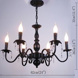 Luster sviečka v európskom štýle Krištáľová lampa Jednoduchá železná umelecká lampa Dekoratívna lampa