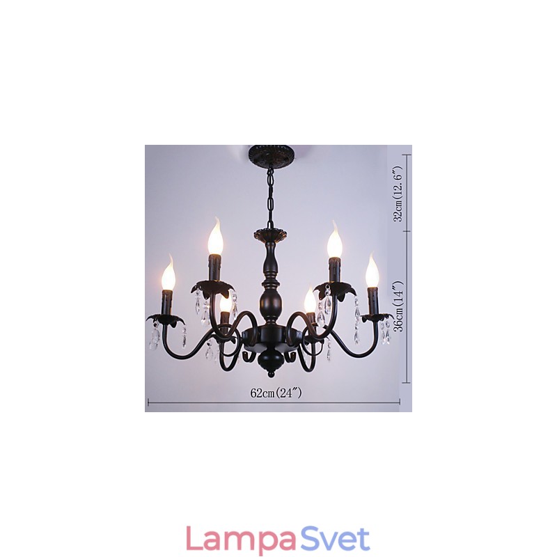 Luster sviečka v európskom štýle Krištáľová lampa Jednoduchá železná umelecká lampa Dekoratívna lampa