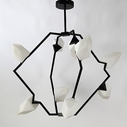 Moderný kov s deviatimi svetelnými stĺpikmi so skleneným broskyňovým lustrom na ozdobnú závesnú lampu v jedálni