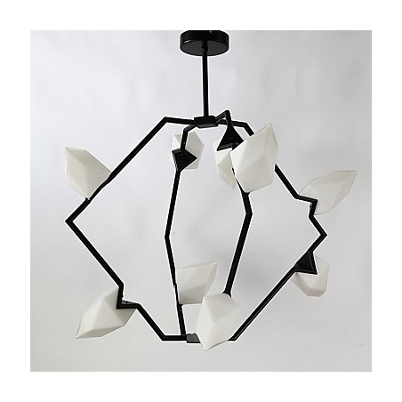 Moderný kov s deviatimi svetelnými stĺpikmi so skleneným broskyňovým lustrom na ozdobnú závesnú lampu v jedálni Moderný kov s deviatimi svetelnými stĺpikmi so skleneným broskyňovým lustrom na ozdobnú závesnú lampu v jedálni